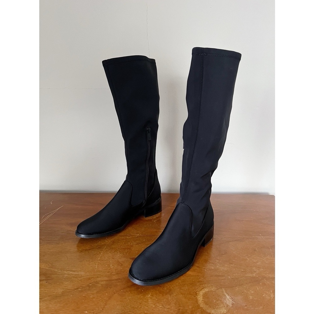 Donald J Pliner • Zela Crepe Stretch Boots black knee high neoprene tall - Picture 5 of 10
